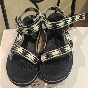 Teva Black and White Patterned Sandals